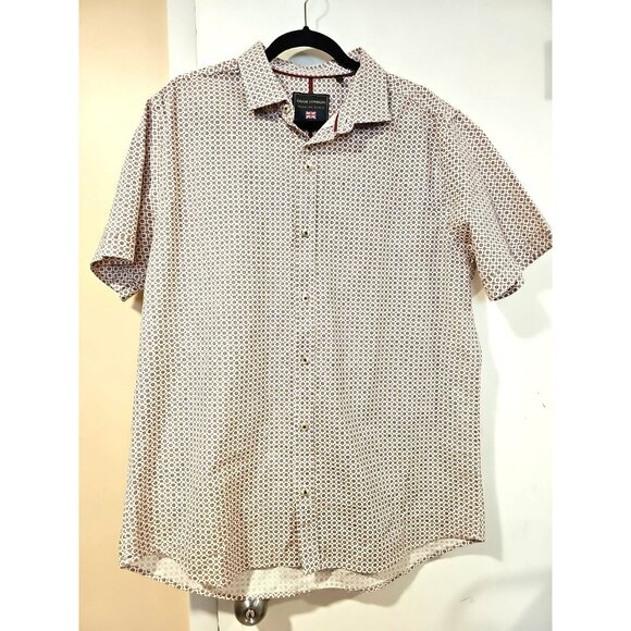 Guide London Button Up Shirt Size XL Short Sleeve Men's Cream Red Yellow Floral - Picture 3 of 9
